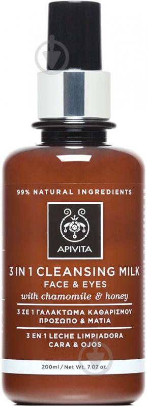 Молочко Apivita Cleansing 3 в 1 для обличчя та очей з медом і ромашкою 200 мл - фото 1