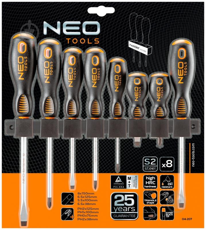 Набір викруток NEO tools S2 8 шт. 04-207 - фото 6 Набір викруток NEO tools S2 8 шт. 04-207 - фото 6