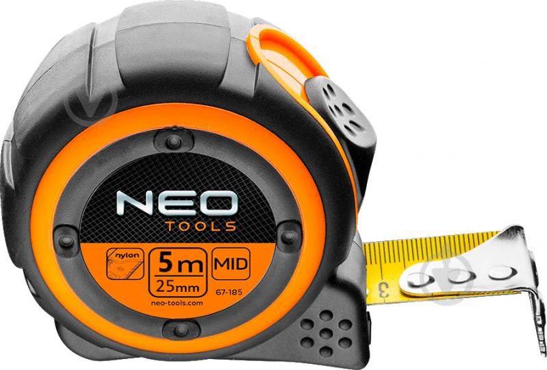 Рулетка NEO tools стальная лента магнит 67-185 5  м x 25  мм - фото 1