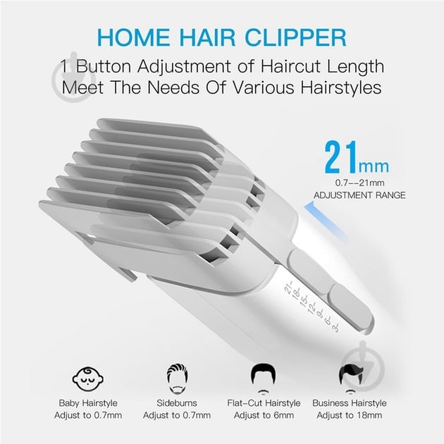 Машинка для підстригання волосся ENCHEN Boost White Hair Clipper - фото 8