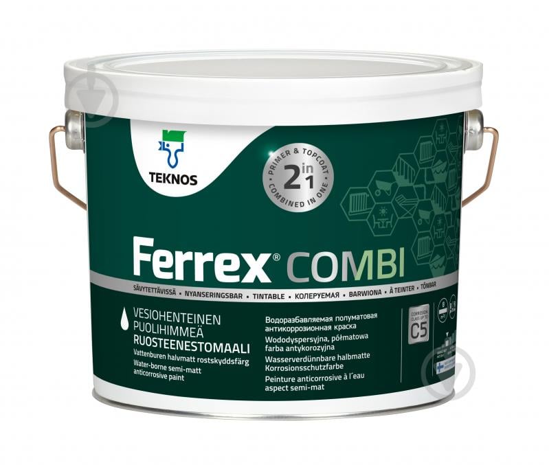 Краска TEKNOS FERREX COMBI полумат біла 2,7 л - фото 1