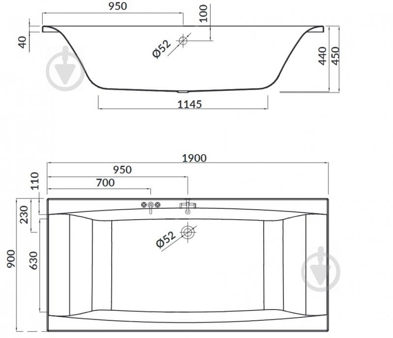 Ванна акрилова Cersanit Virgo 190х90 см - фото 3