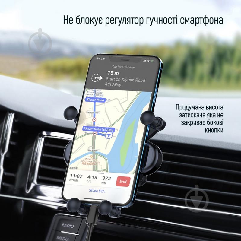 Автотримач для телефону Gravity car mount ColorWay (CW-CHG11-BK) чорний - фото 12