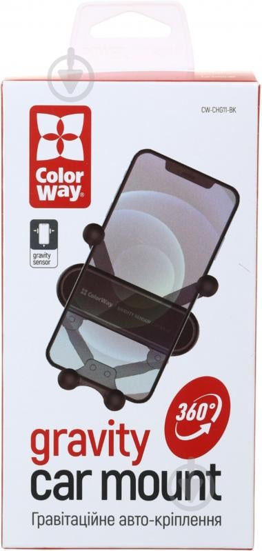 Автотримач для телефону Gravity car mount ColorWay (CW-CHG11-BK) чорний - фото 11