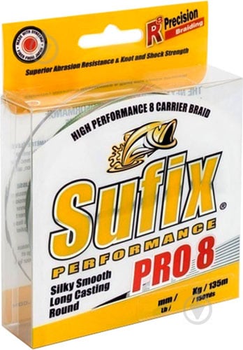 Шнур  Sufix Performance Pro 8 135м 0.1мм 6.5кг DS1WF01093DB1P - фото 1