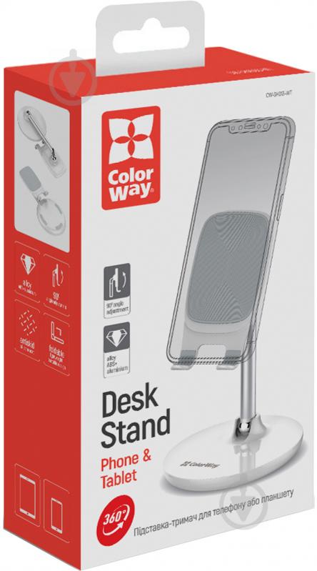 Підставка - тримач для смартфона і планшета Desk Stand ColorWay (CW-SH013-WT) білий - фото 8