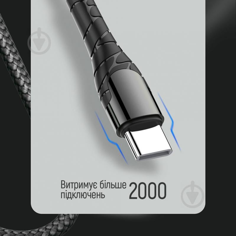 Кабель ColorWay USB Type-C - USB Type-C (PD Fast Charging 65W) 3А 2 м grey (CW-CBPDCC039-GR) - фото 12