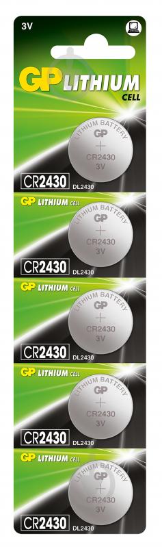 Батарейки GP Lithium Button Cell 3.0V CR2430/CR 5 шт. - фото 1
