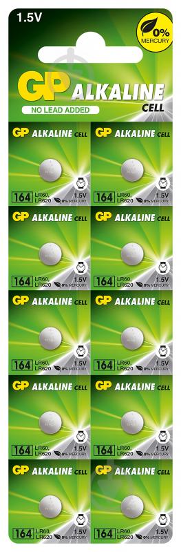 Батарейки GP Alkaline Cell 1.5V 164А-U10 (LR60, LR620) AG13 10 шт. - фото 1