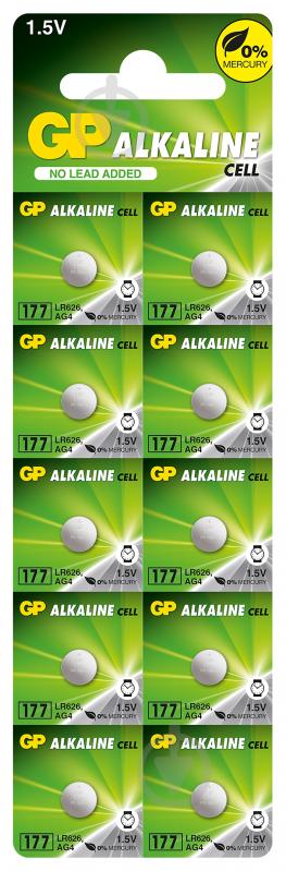 Батарейки GP Alkaline button cell 177-U10 LR626/AG4 10 шт. - фото 1