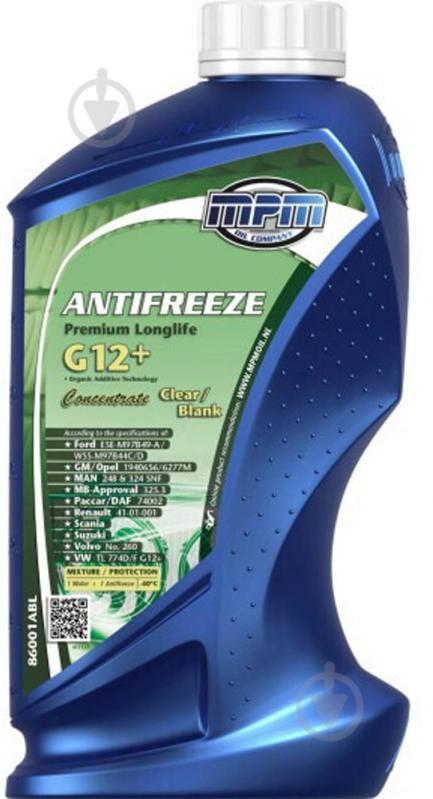 Антифриз MPM OIL G12+ от -40 до +110 концентрат 1 л прозрачный (86001ABL) - фото 1 Антифриз MPM OIL G12+ от -40 до +110 концентрат 1 л прозрачный (86001ABL) - фото 1