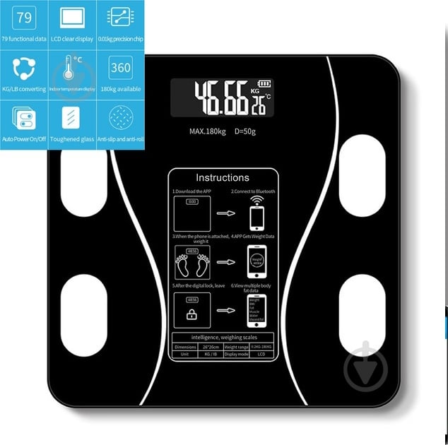 Смарт-ваги Scale one scl-001bl - фото 2