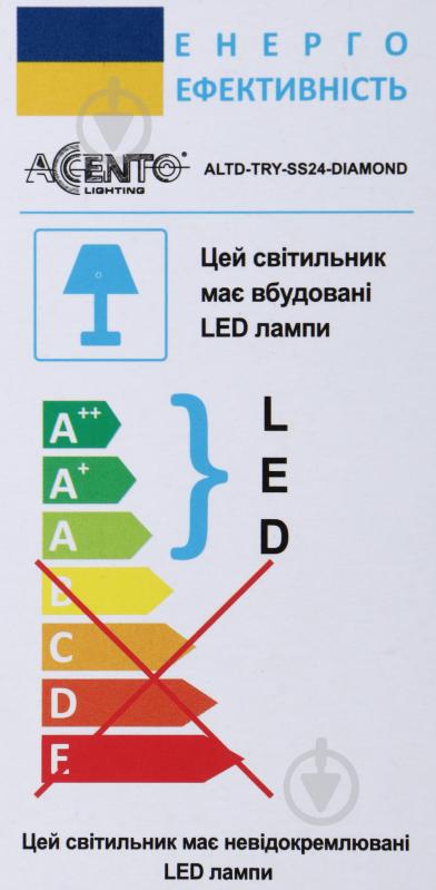 Світильник світлодіодний Accento lighting ALTD-TRY-SS24-DIAMOND 24 Вт білий 4000 К - фото 4