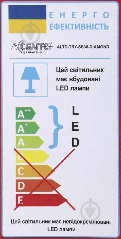 Светильник светодиодный Accento lighting ALTD-TRY-SS36-DIAMOND 36 Вт белый 4000 К - фото 5