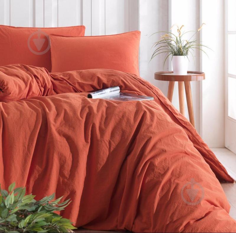 Комплект постельного белья Stonewash Orange (92670587) кирпичный SoundSleep - фото 1