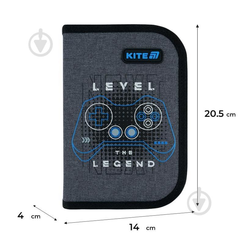 Пенал Level UP K26-622-6 KITE серый с рисунком - фото 2