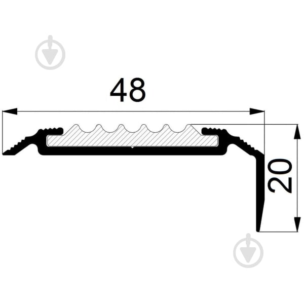 Сходовий профіль з антиковзкою вставкою АЛЮПРО 48х20х3000 мм алюміній - фото 3