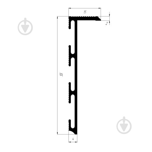 Плинтус алюминиевый скрытого монтажа ПАС-3852 АЛЮПРО алюминий 15х55х2600 мм - фото 2