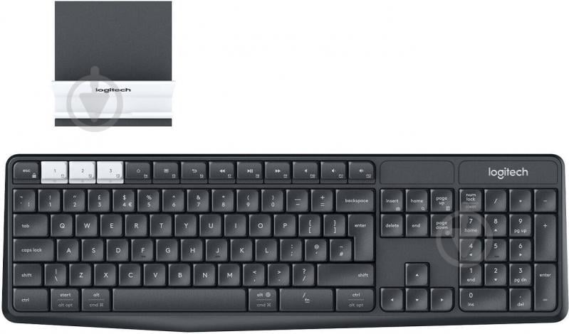 Клавиатура Logitech K375s Multi-Device Wireless Keyboard and Stand Combo Graphite/offWhite (L920-008181) - фото 1