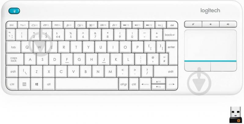 Клавіатура Logitech Wireless Touch Keyboard K400 Plus (L920-007146) white - фото 1