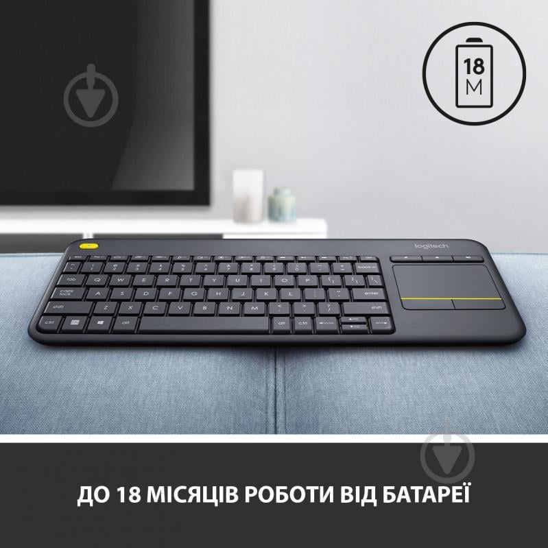 Клавіатура Logitech Wireless Touch Keyboard K400 Plus (L920-007145) black - фото 7