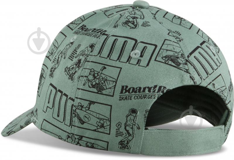 Кепка Puma ESS NO.1 LOGO AOP BB Cap Jr 02612601 OSFC зеленый - фото 2