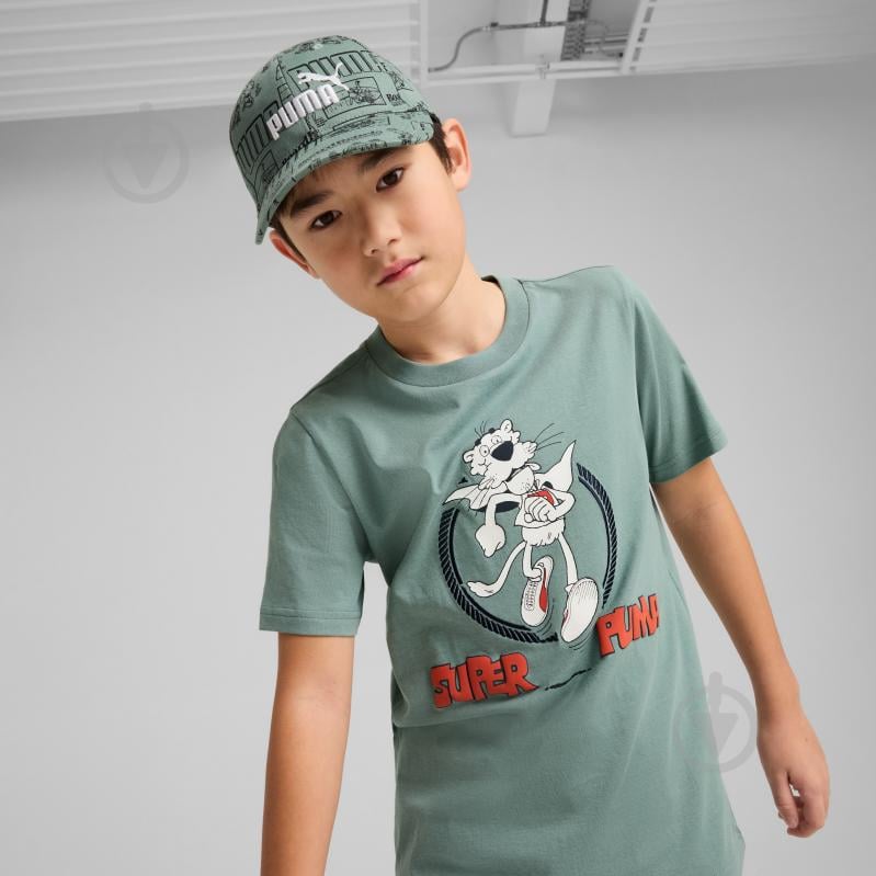 Кепка Puma ESS NO.1 LOGO AOP BB Cap Jr 02612601 OSFC зеленый - фото 3