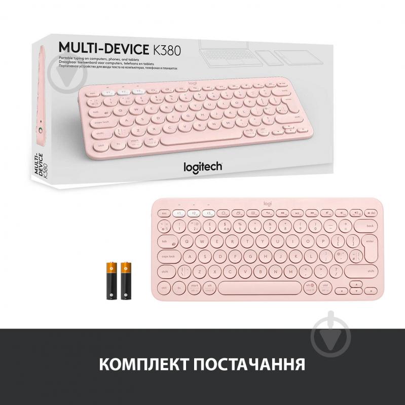 Клавіатура Logitech K380 Multi-Device Bluetooth UA (L920-009867) rose - фото 9