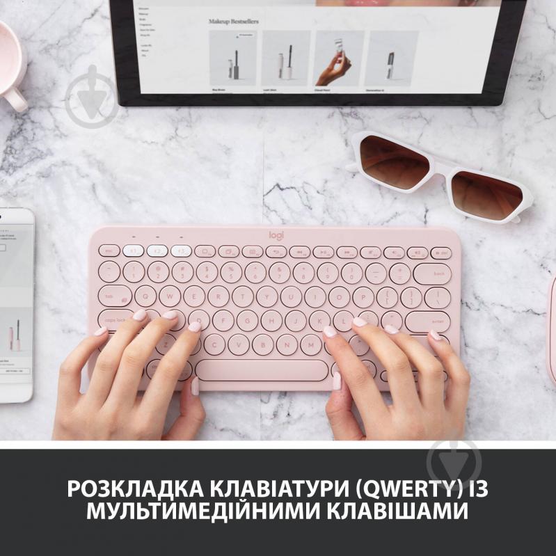 Клавіатура Logitech K380 Multi-Device Bluetooth UA (L920-009867) rose - фото 2