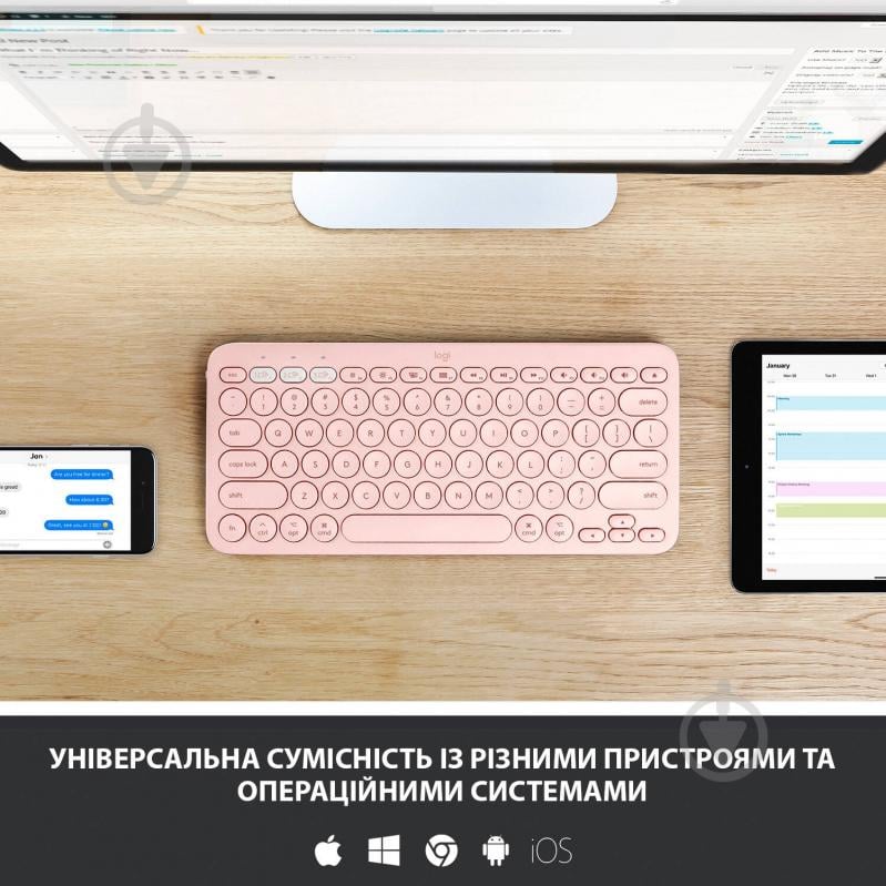 Клавиатура Logitech K380 for MAC Multi-Device Bluetooth Keyboard (L920-010406) rose - фото 5