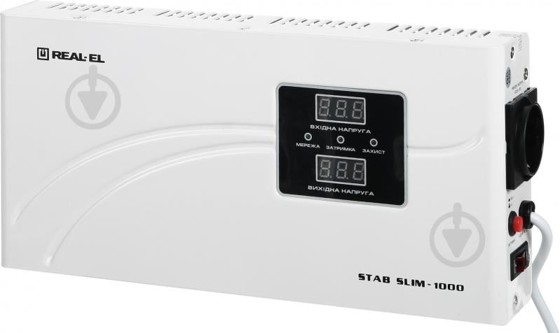 Стабілізатор напруги Real-el STAB SLIM-1000, white (REAL-EL - фото 2