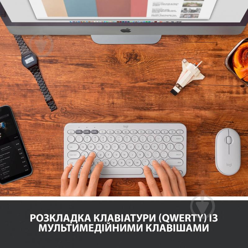 Клавиатура Logitech K380 for MAC Multi-Device Bluetooth Keyboard Offwhite (L920-010407) - фото 3