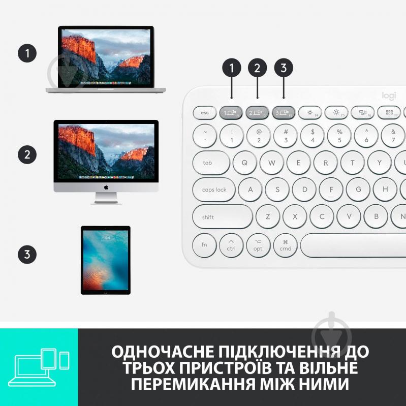 Клавиатура Logitech K380 for MAC Multi-Device Bluetooth Keyboard Offwhite (L920-010407) - фото 8