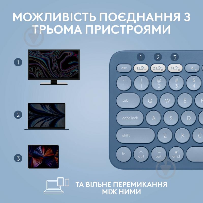 Клавиатура Logitech K380 for MAC Multi-Device Bluetooth Keyboard (L920-011180) blueberry - фото 7