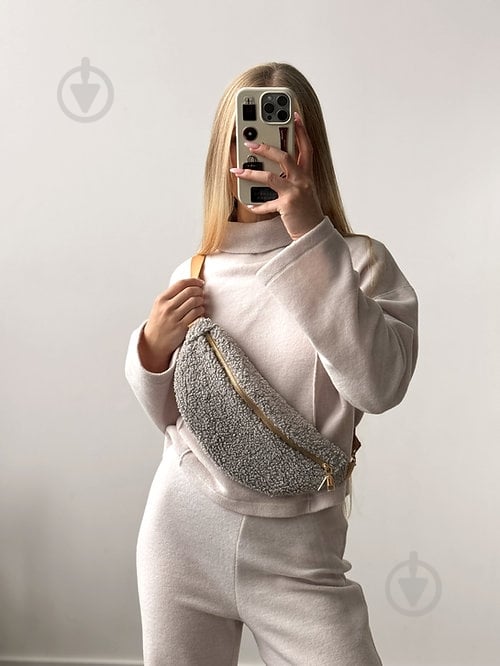 Сумка-бананка MISO accessory Teddy маленькая серый - фото 2 Сумка-бананка MISO accessory Teddy маленькая серый - фото 2