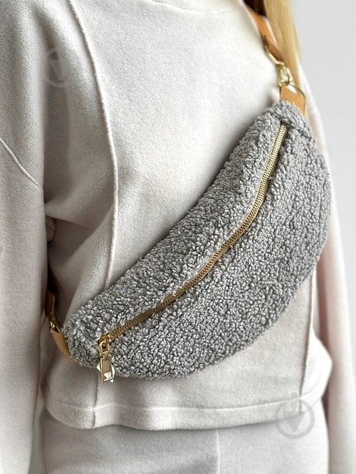 Сумка-бананка MISO accessory Teddy маленькая серый - фото 1 Сумка-бананка MISO accessory Teddy маленькая серый - фото 1