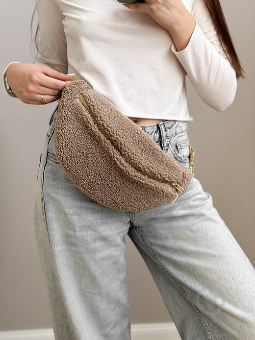 Сумка-бананка MISO accessory Teddy маленькая светло-коричневый - фото 1