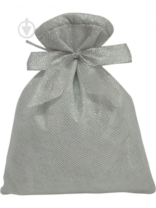 Мешок для подарков 21x27 см серебряный с бантом - фото 1 Мешок для подарков 21x27 см серебряный с бантом - фото 1