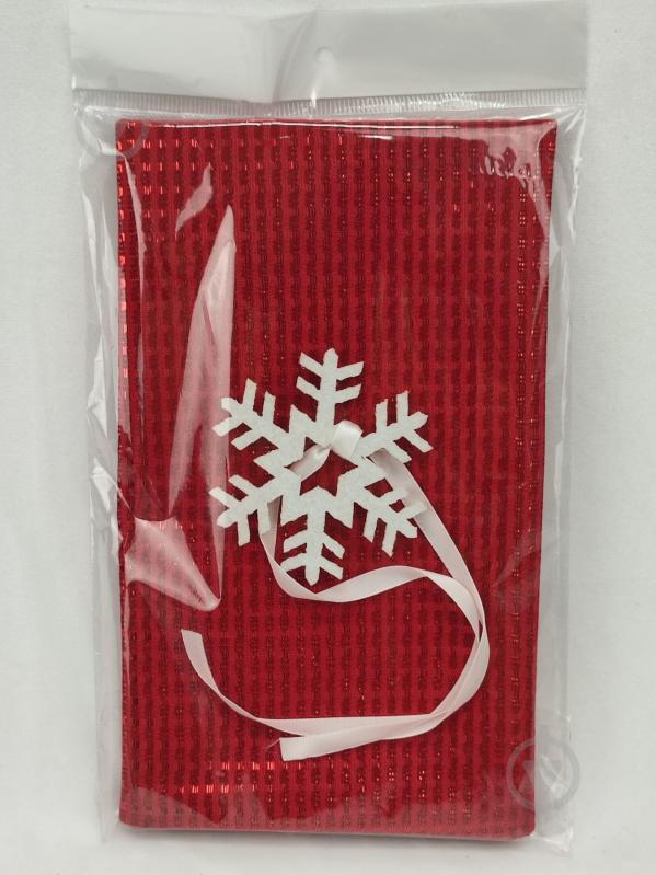 Мешок для подарков 21x27 см красный с декором - фото 2 Мешок для подарков 21x27 см красный с декором - фото 2