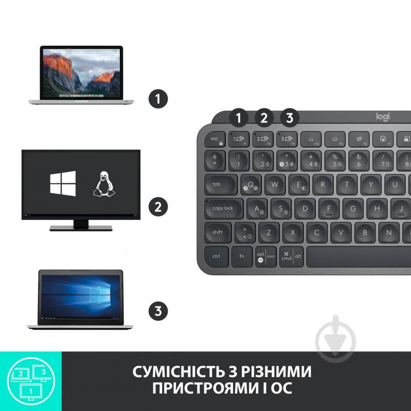 Клавиатура Logitech MX Keys Mini Minimalist Wireless Illuminated (920-010498) graphite - фото 7