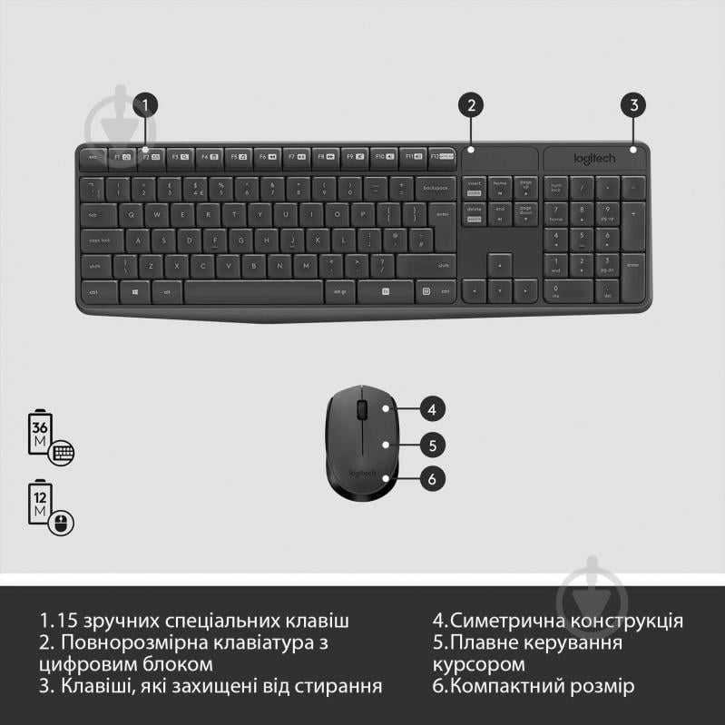 Комплект клавіатура та миша Logitech MK235 UA (920-007931) - фото 6