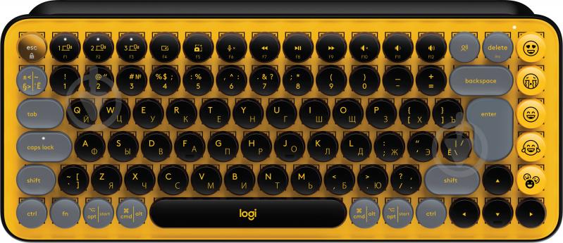 Клавиатура Logitech POP Keys Wireless Mechanical Keyboard With Emoji Keys (L920-010735) blast yellow - фото 1