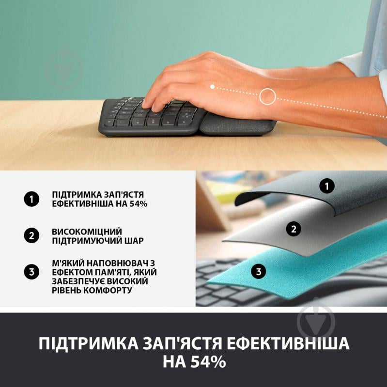 Клавіатура бездротова Logitech ERGO K860 (L920-010108) black - фото 4