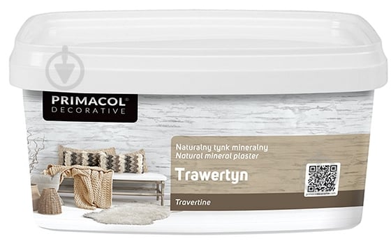 Структурная штукатурка моделирующая PRIMACOL DECORATIVE Trawertyn 3 кг белый - фото 1