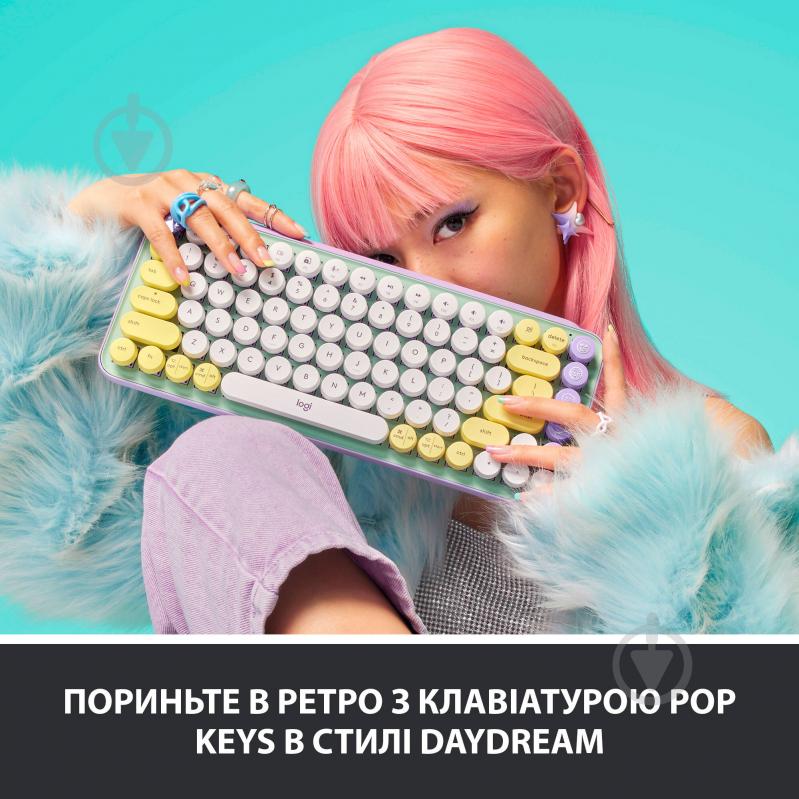 Клавиатура Logitech POP Keys Wireless Mechanical Keyboard With Emoji Keys (L920-010736) daydream mint - фото 2