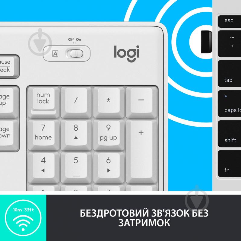 Комплект клавиатура и мышь Logitech MK295 Silent Wireless Combo White (L920-009824) - фото 5