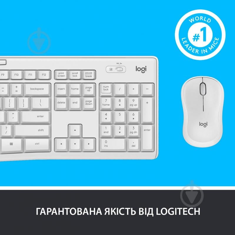 Комплект клавиатура и мышь Logitech MK295 Silent Wireless Combo White (L920-009824) - фото 8