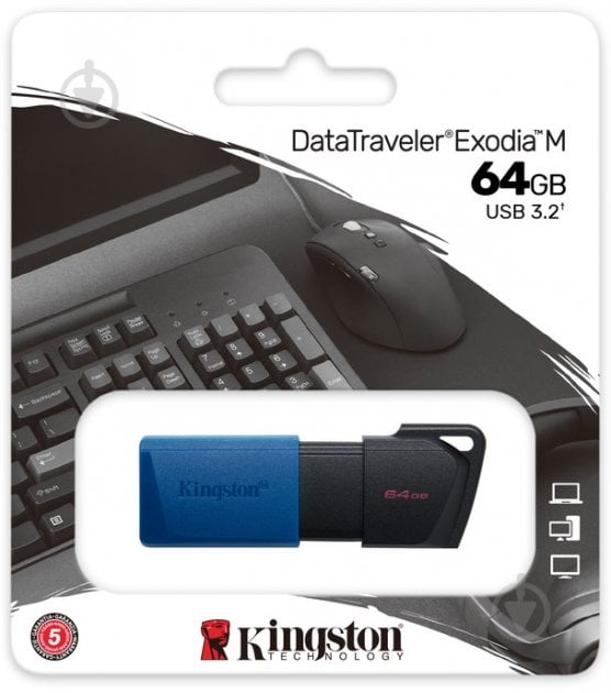 Флешпам'ять Kingston DataTraveler Exodia 64 ГБ USB 3.2 black/blue (DTXM/64GB) - фото 6