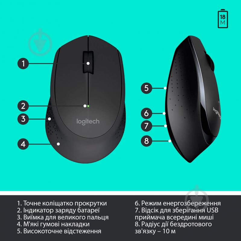 Комплект клавіатура та миша Logitech Wireless Combo MK345 (L920-006489) - фото 7