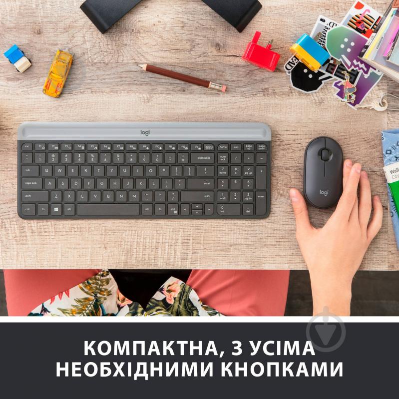 Комплект клавіатура та миша Logitech MK470 Slim Wireless Keyboard and Mouse Combo Graphite (L920-009204) - фото 2